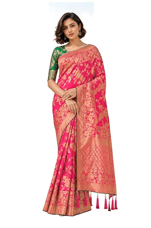 Monjolika Fashion Women’s Banarasi Pure Kanjivaram Style Soft Silk Saree