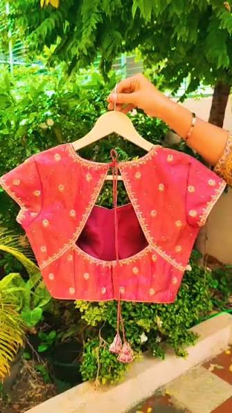 Pink Maggam Work Blouse