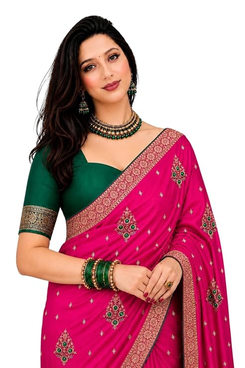 Women’s Glory Banarasi Satin Silk Saree with Embroidery Design