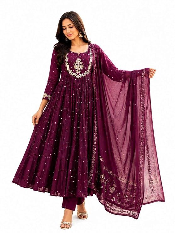 Shiva Shakti Enterprisess Women’s Cotton Embroidery Anarkali