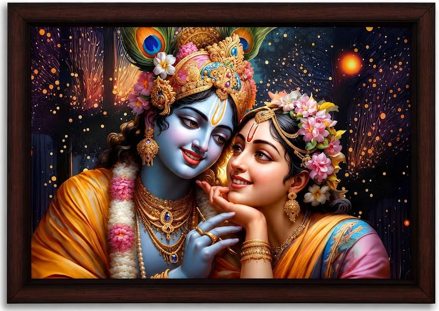 Radha Krishna Photo Frame Wall Painting, 20x14in