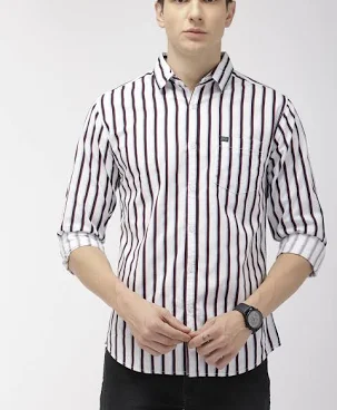 The Indian Garage Co Men Slim Fit Striped Casual Shirt