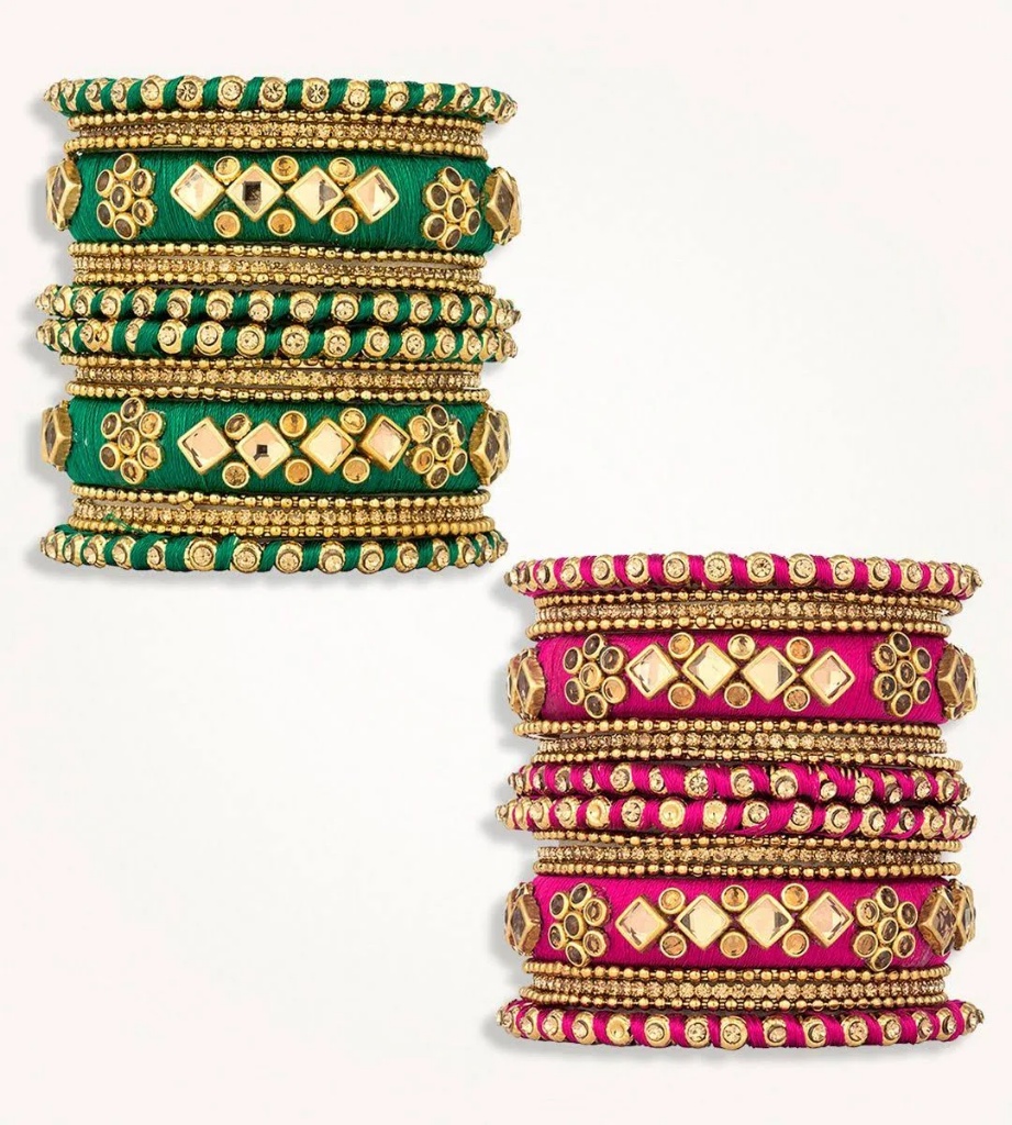 Peora Handmade Silk Thread Bangles Set