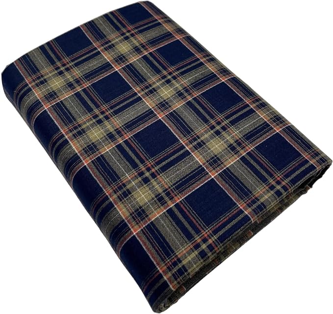 JHABAK’S Cotton Blend Unstitched Checkered Fabric for Men – 2.35m Shirt Piece / 3m Kurta Piece – Width 36 Inches