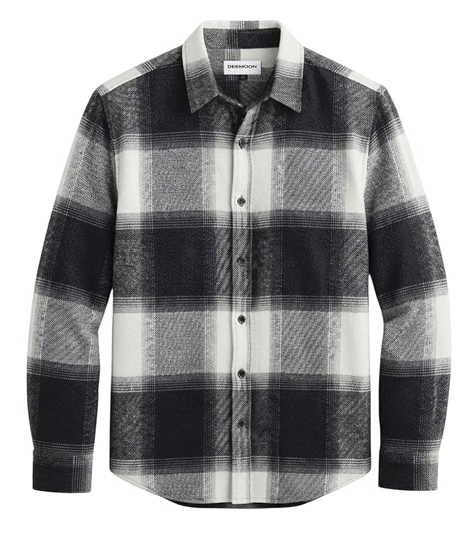 DEEMOON Men’s Premium Cotton Blend Printed Checkered Shirt