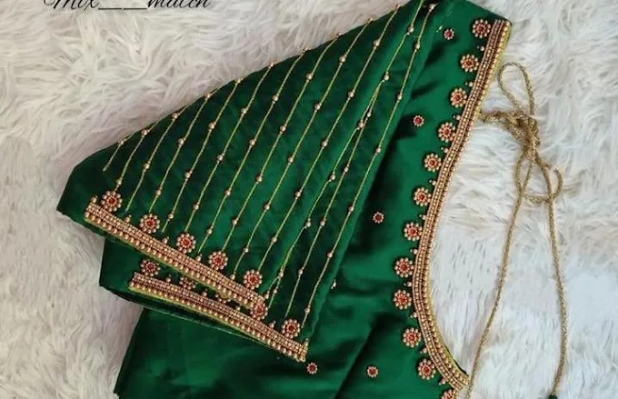 Green Maggam Work Blouse