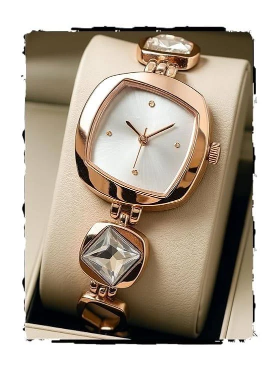 styledose Luxury Dial in Square case with Ston Studded brecelet Strap Quartz Analogue Wrist Watche