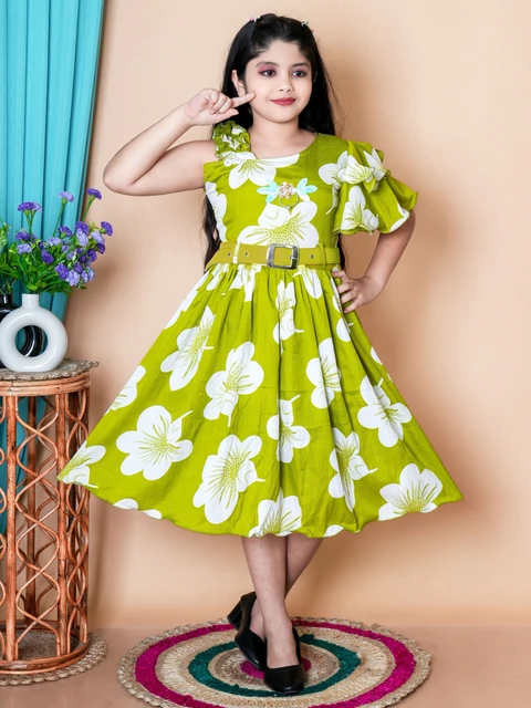 AWA KIDS FASHION Girls Calf Length Party Dress