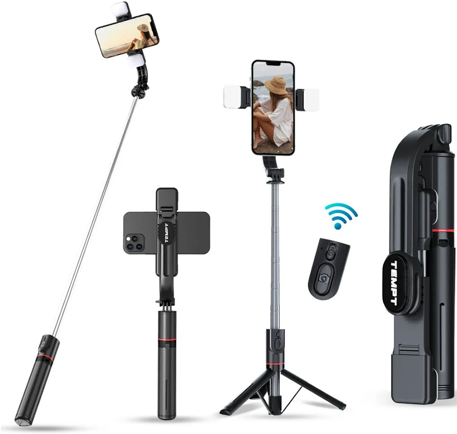 Bluetooth Selfie Stick with Tripod & LED Light