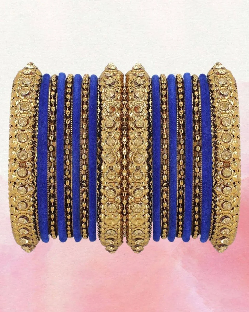 T4 JEWELS Set Of 18 Gold-Plated Stone-Studded Bangles by Myntra