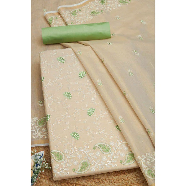 Soch Gold Tissue Shimmer Embroidered Unstitched Dress Material with Thread Work