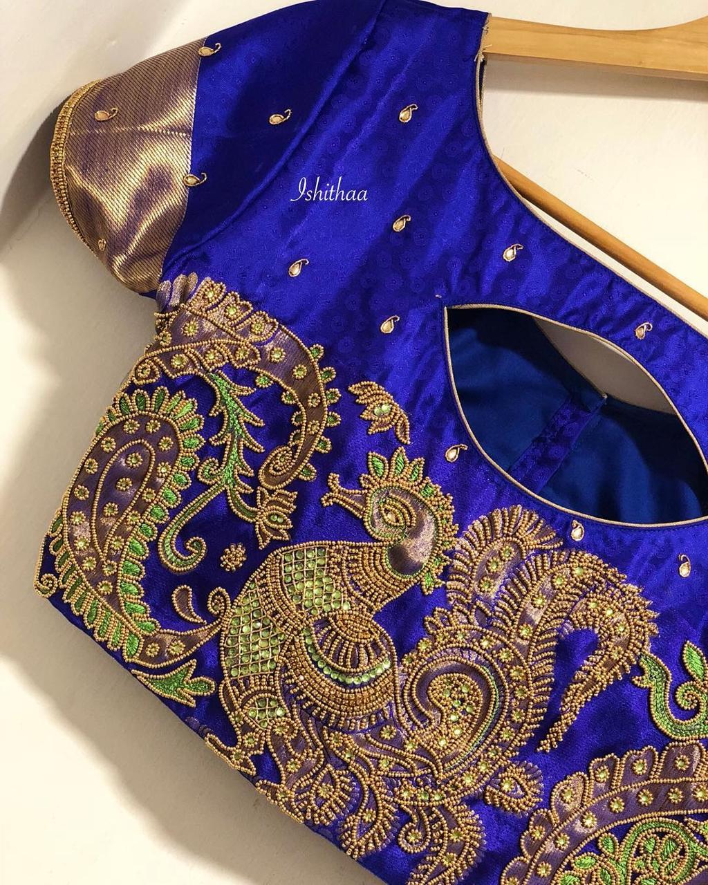 Peacock Design Maggam Blouse