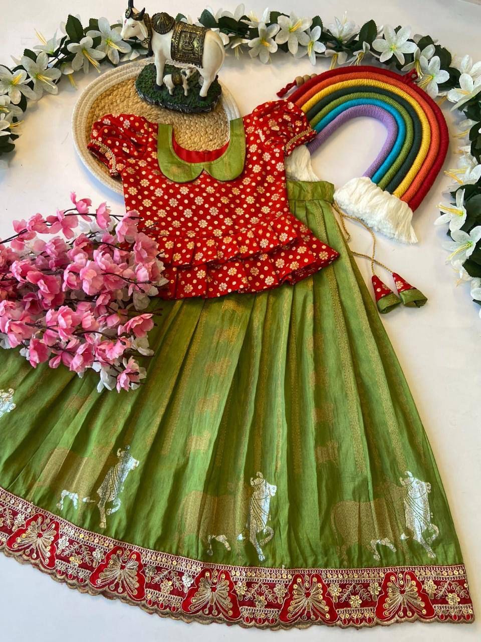 kids pattu paavadai sattai dress in dola silk festive wear for girls