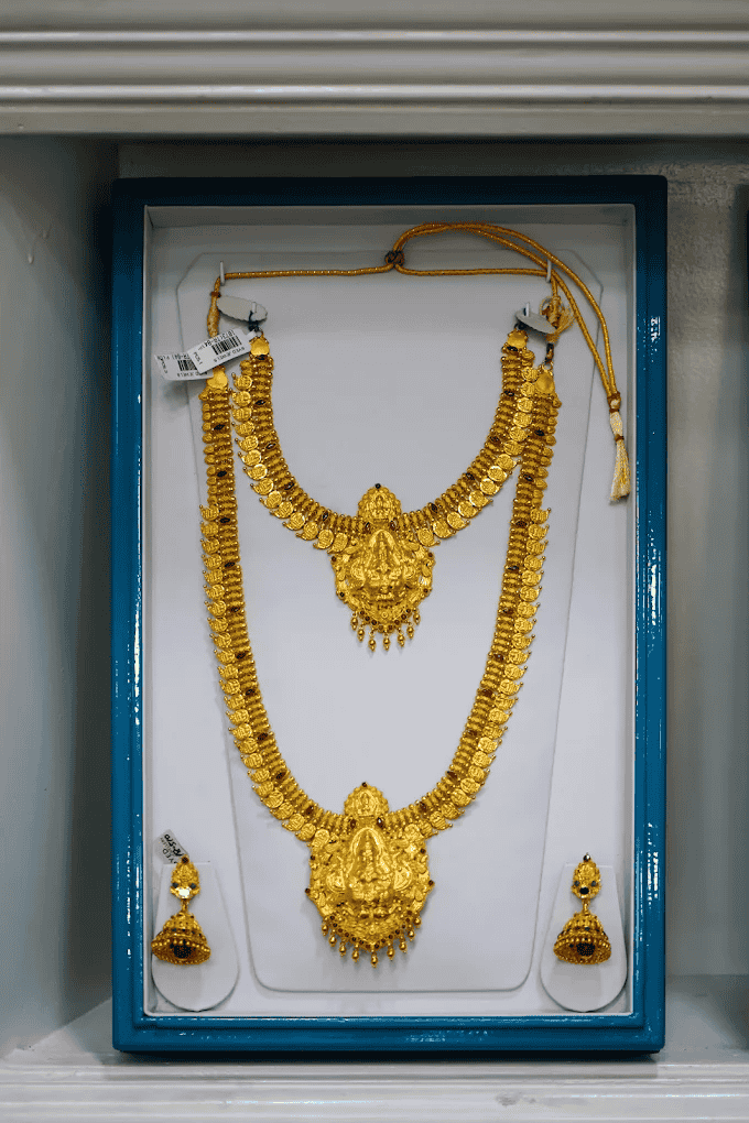 Traditional Lakshmi Kasu Haram Bridal Necklace Set