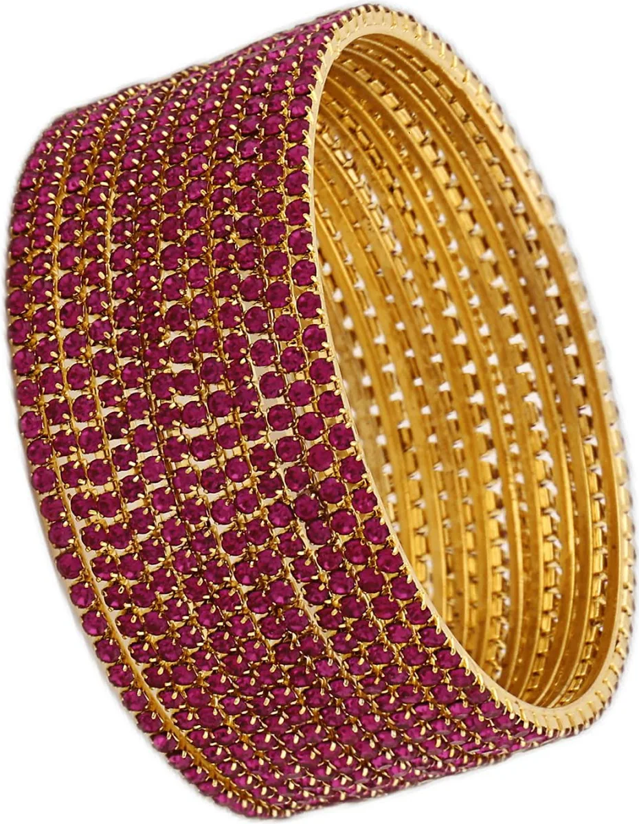 Shining Diva Fashion Set of 12 Latest Traditional Design Gold Plated Stone Bangle for Women