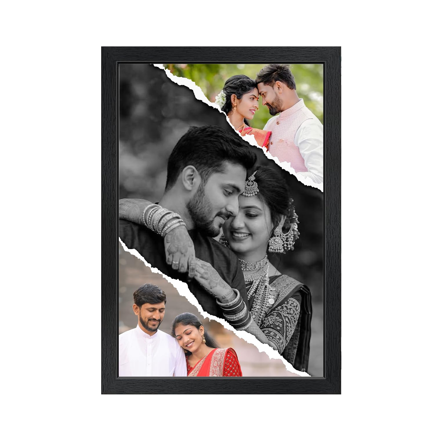 Customized Rectangular Wood Photo Frame with Sparkal Lamination
