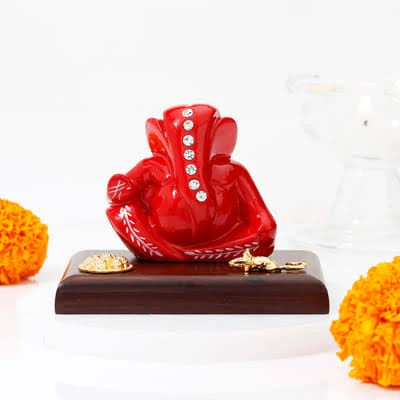 Majestic Crimson Red Ganesha Idol IGP Gifts