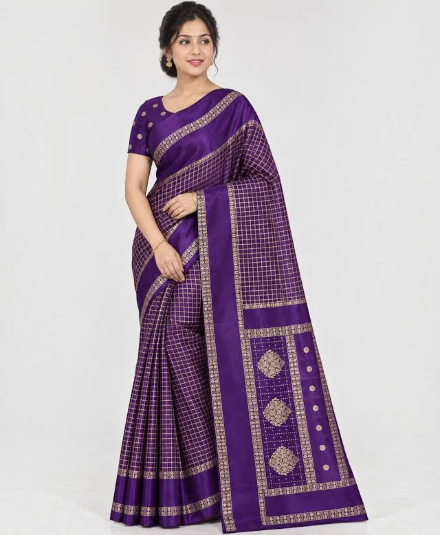 Plum Purple Turkey Silk Saree
