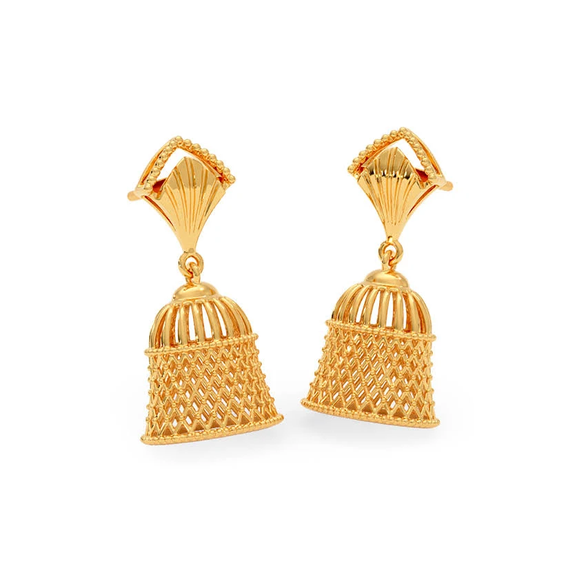 Gold Earrings – 22 KT Plain Yellow Gold Jewellery