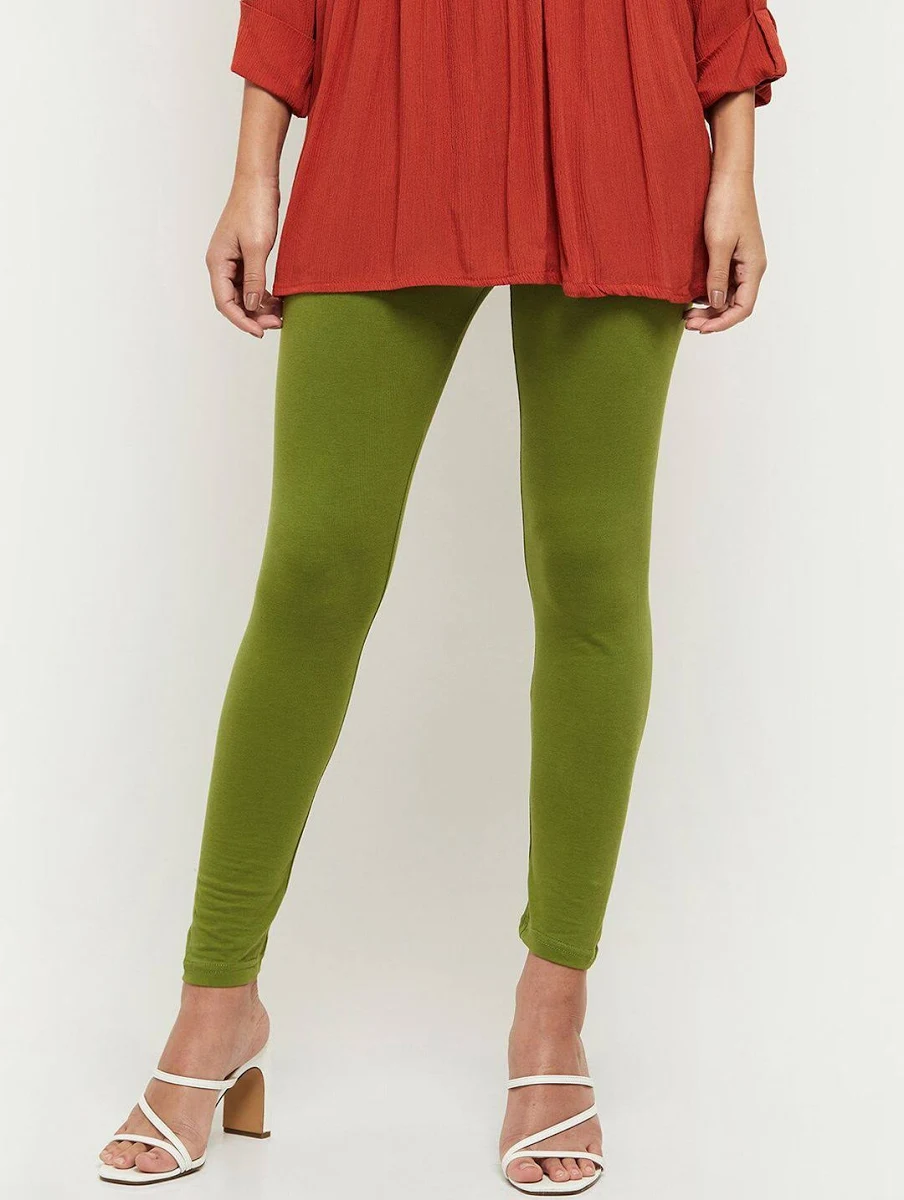 Max Women Solid Fit Mid Rise Leggings