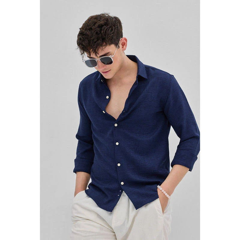 Snitch Men’s Navy Textured Shirt