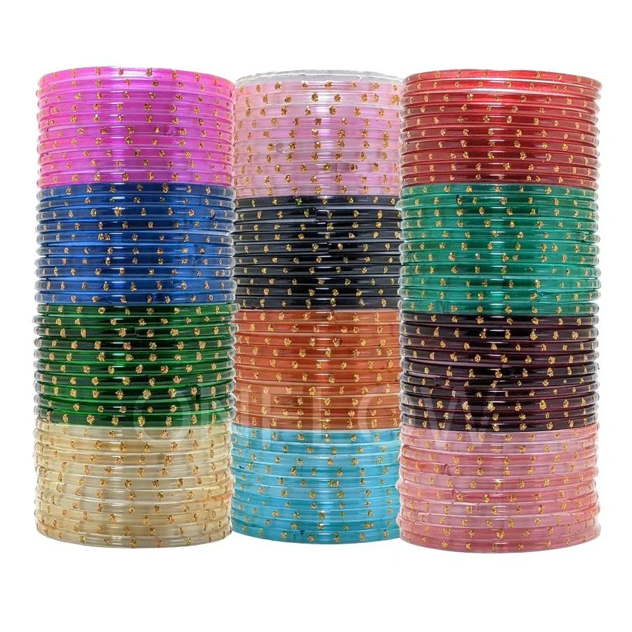 ONFLOW 12-Color Indian Glass Bangles Set