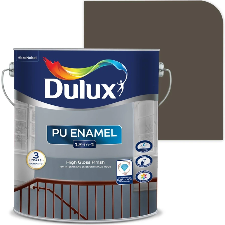 Dulux PU Enamel Dark Brown 500 ml High Gloss Finish Paint for Interior Exterior Metal