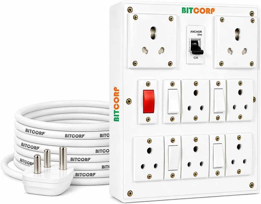 Bitcorp Heavy Duty Extension Board With MCB 7 Socket 4 Switch
