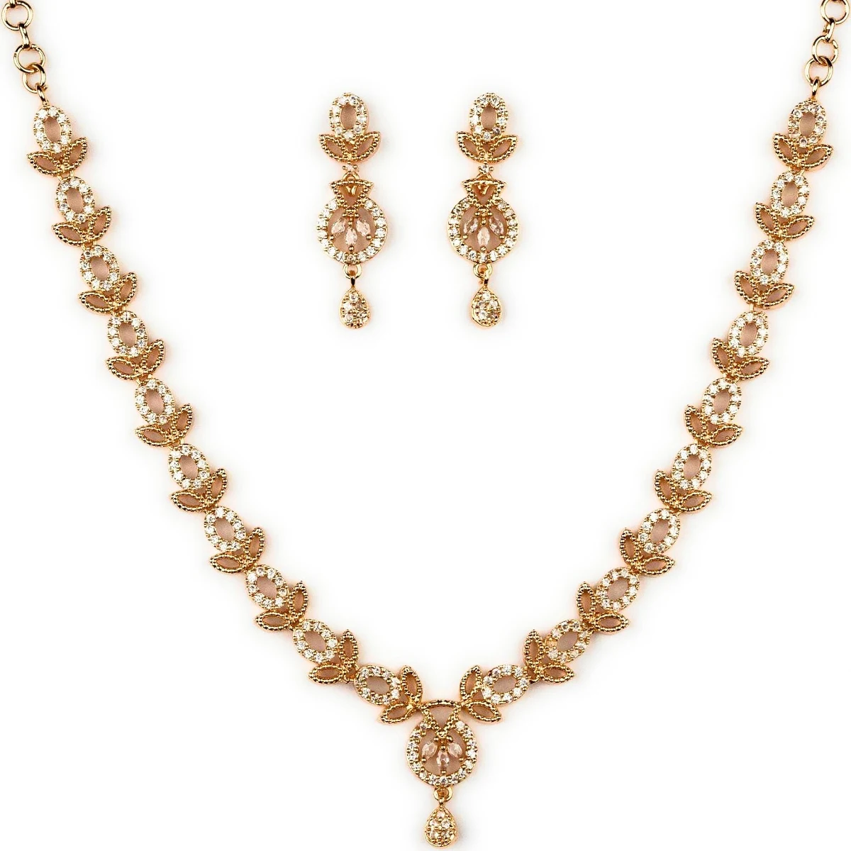 Sasitrends Full White American Diamond Necklace Set