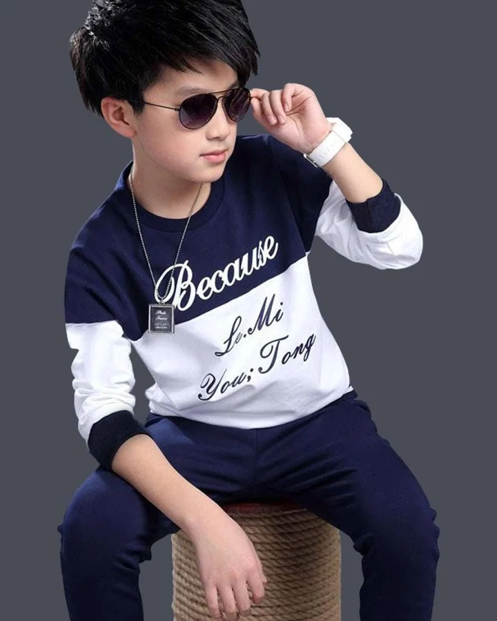 Color Blocked Printed Boys Apparel top bottom set for kids