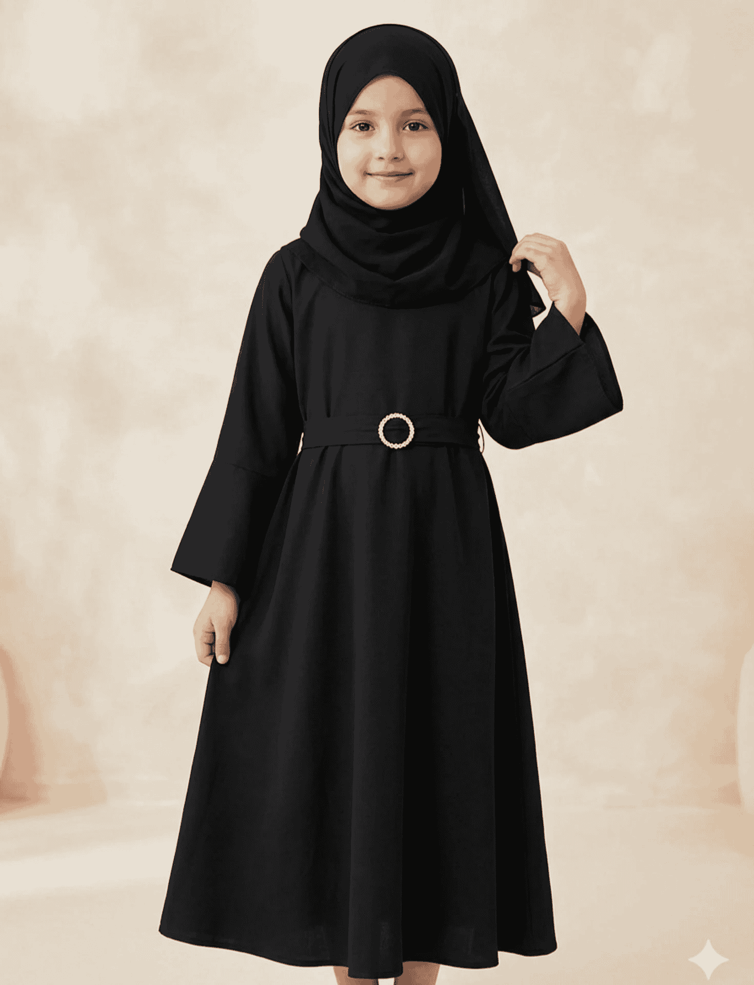 Black Abaya with Matching Hijab.