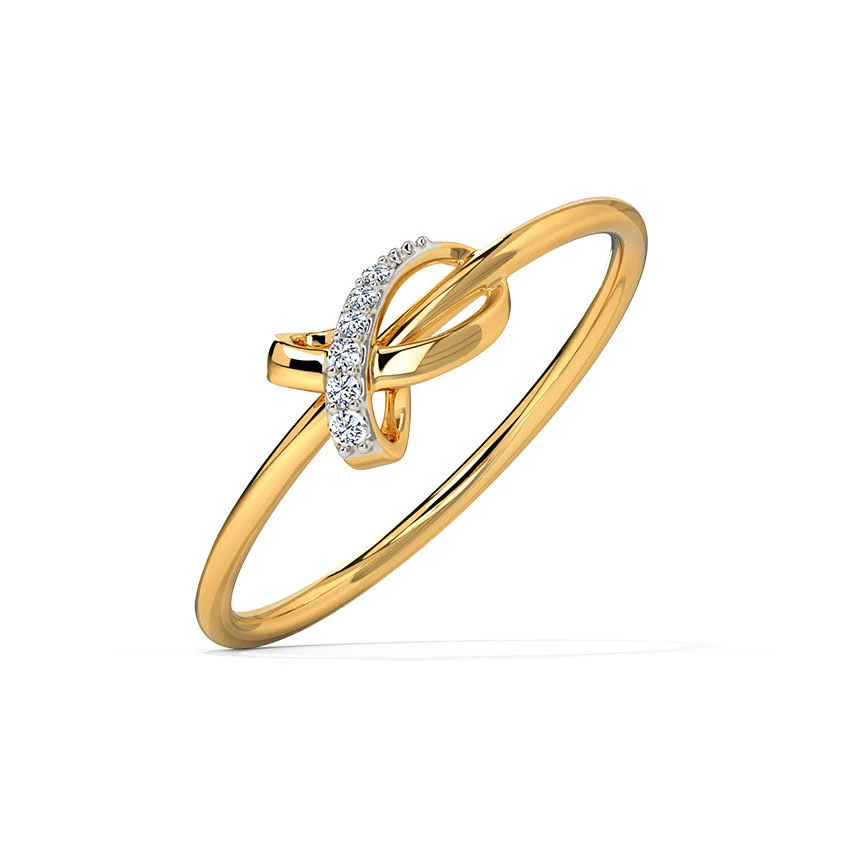 CaratLane Diamond Ring 14 KT Rose Gold Jewellery Classy Knot Diamond Ring for Women