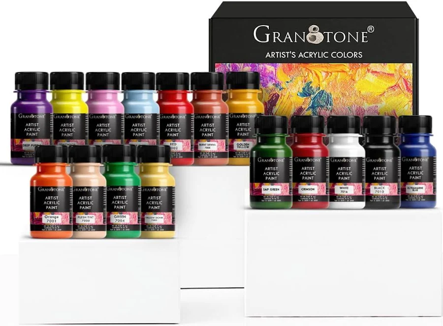 GRANOTONE Acrylic Paint Set 16 x 50ml Water Based Multicolor Colours