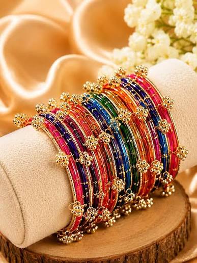 Women Multicolor Fancy Bangles Set 16 Pieces Traditional Ethnic Bangles