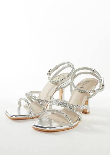 Silver Womens Footwear With Embellished Detail Work