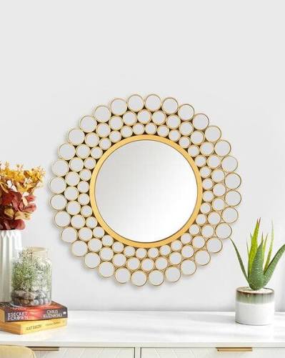 Silver Round Shape Mirror Glass