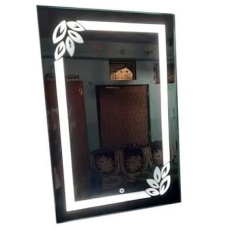 Fancy Glass LED Rectangle Shape Wall Mirror