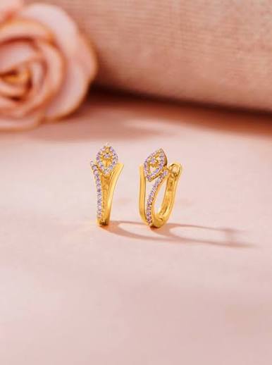 YOOU by PNG 18K Crown Light Hoops & Huggies Gold Earring for Kids