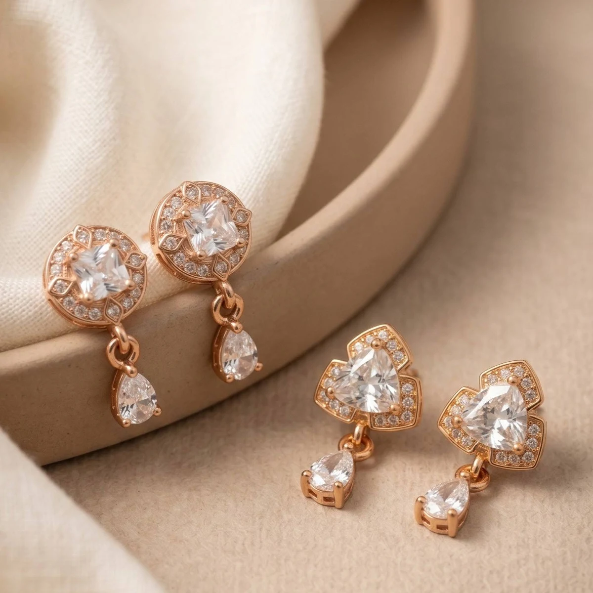 Elegant Sparkling Stone Stud Earrings Combo for Women and Girls