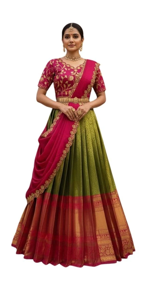 Fabcartz South indian Pattu Lehenga Choli for Women