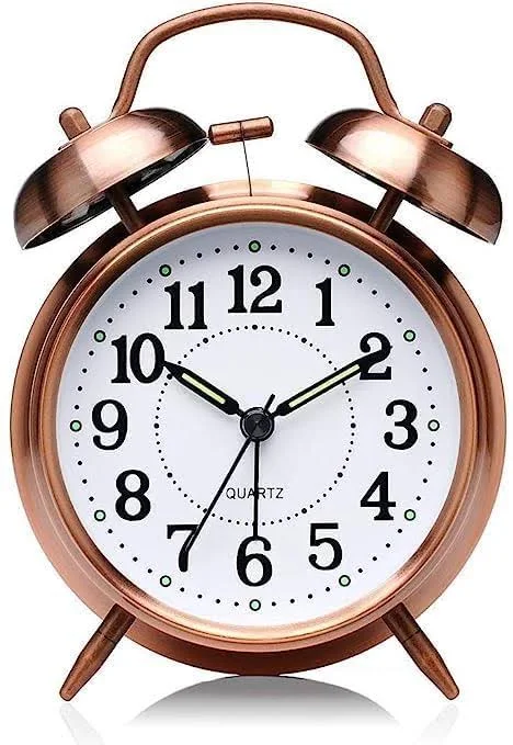 SKYLACE Vintage Brass Twin Bell Table Top Alarm Clock