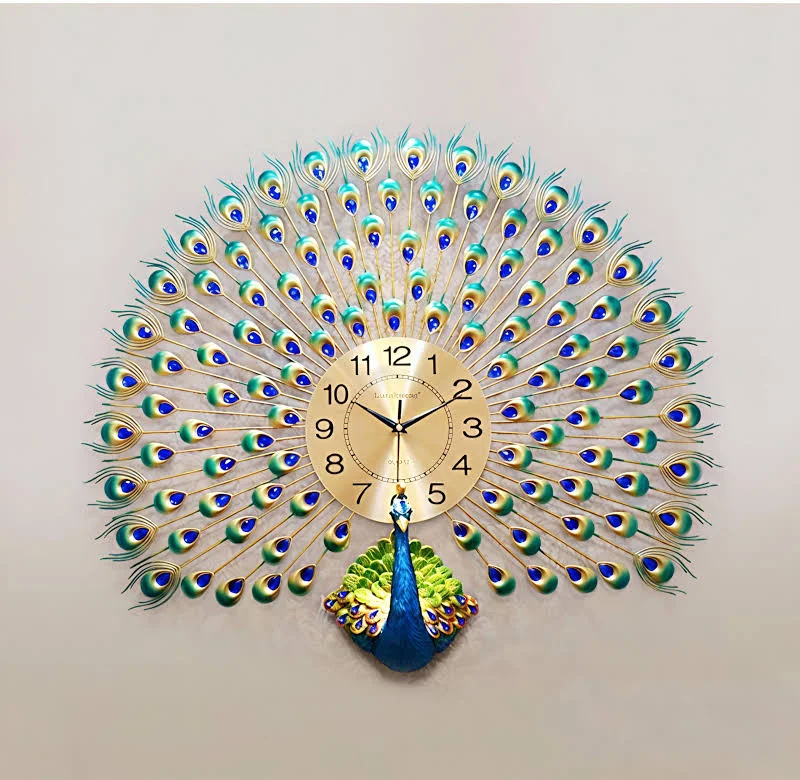 3-D Peacock wall Clock Home Decoration European Peacock wall Clock