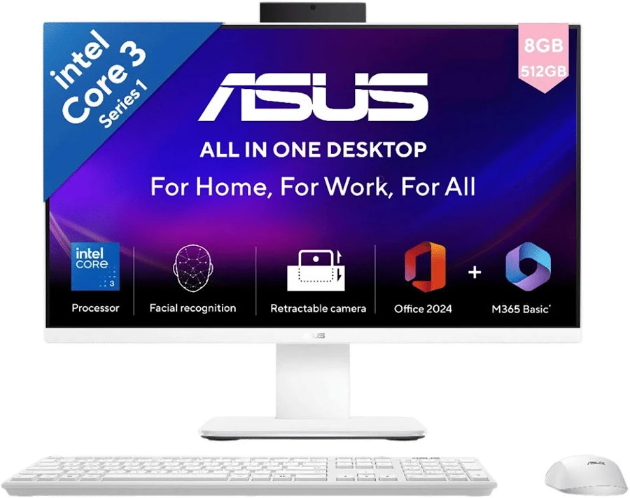 ASUS AiO 27 Inch Full HD IPS Display Intel Core i3 Windows 11 Home Desktop