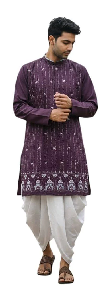 Trustous Men’s Printed Kurta Dhoti Set Traditional Ethnic Wear