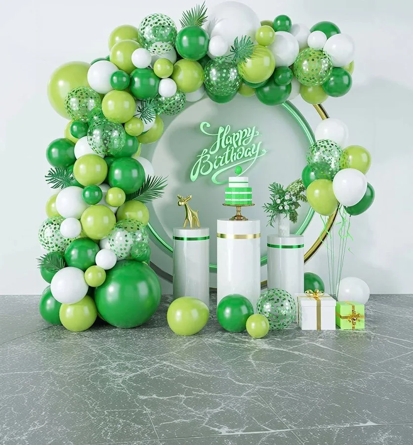 RG Accessories 53-Pcs Green & White Party Decoration Balloon Garland Arch Kit