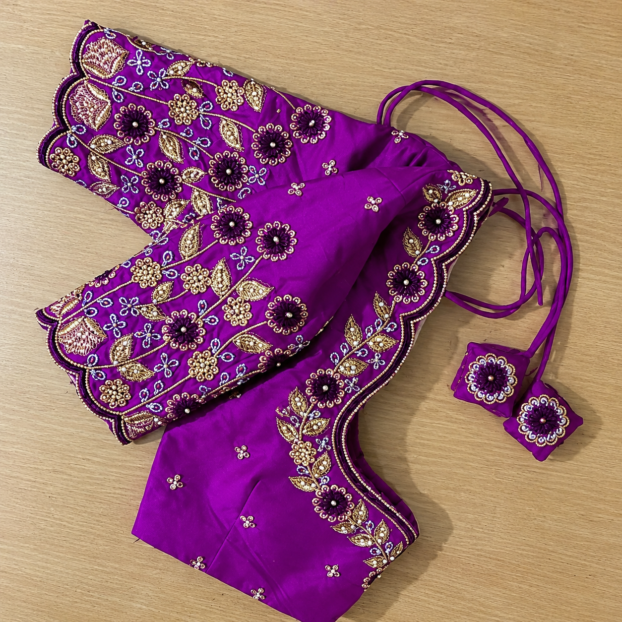 Royal Purple Heavy Embroidery Stitched Blouse