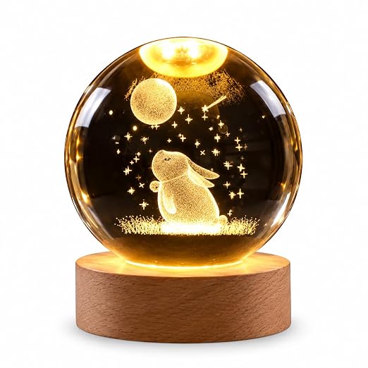 Rabbit Moon Crystal Ball Night Lamp