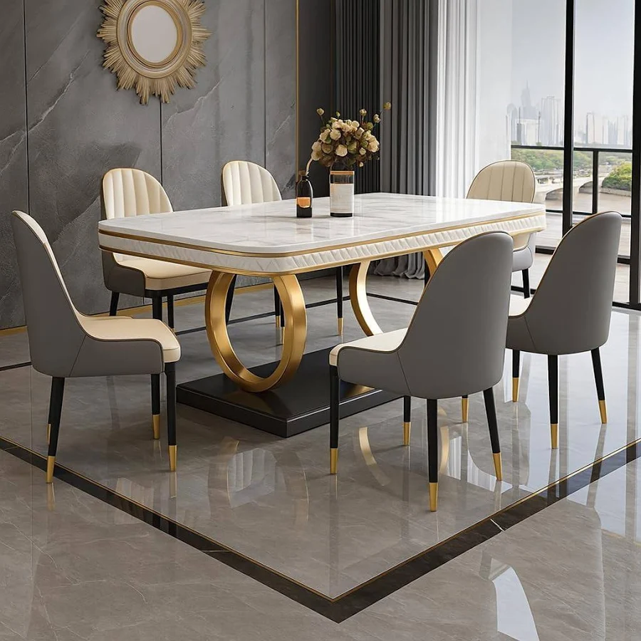 PAAM WOOD Dining Table with Nano Composite Marble Top