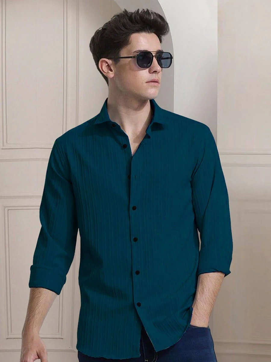 Moda Rapido Men Textured Spread Collar Casual Shirt