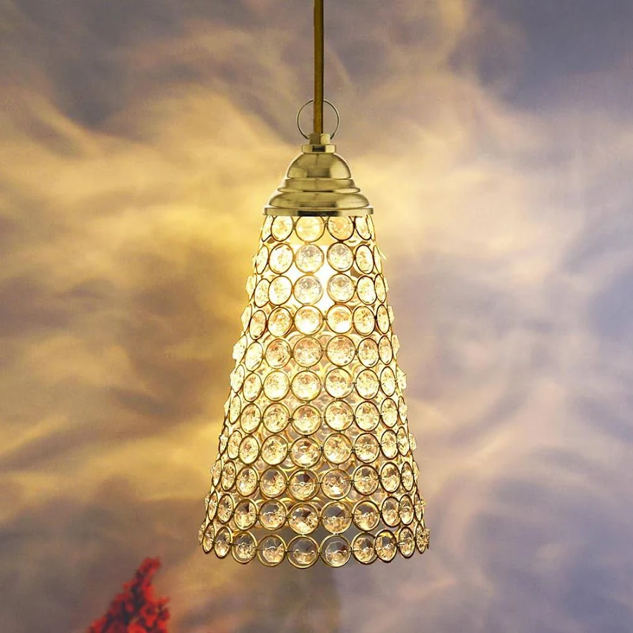 Homesake Crystal Hanging Pendant Inverted Cone Hanging Lamp Fixtures